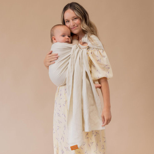 Linen Ring Sling - Sparrow With Gold Ring