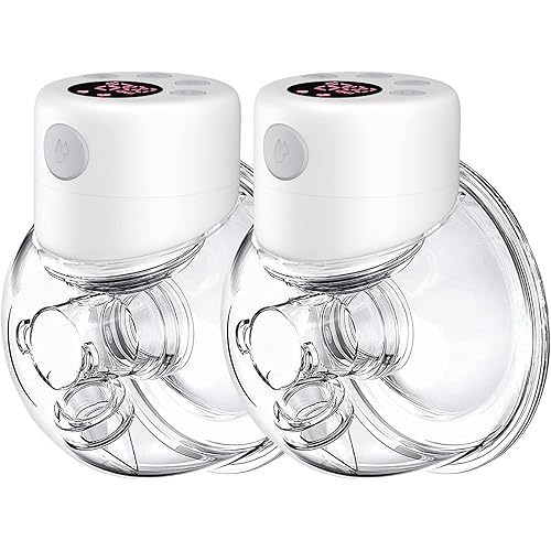 Breast Pump, Wearable Breast Pump, Hands Free Breast Pump, Electric Breast Pump 2 Mode & 9 Levels, 24mm Flange, 2 Pack