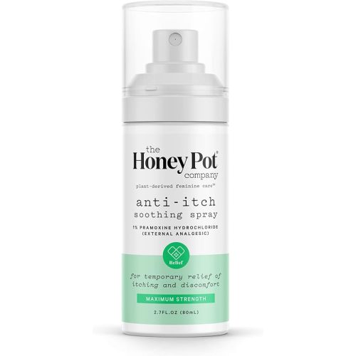 The Honey Pot Company - Feminine Anti-Itch Spray - at Home or On The Go Medicated to Relieve Itch and Irritation. Maximum Strength - 2.71 fl. Oz.