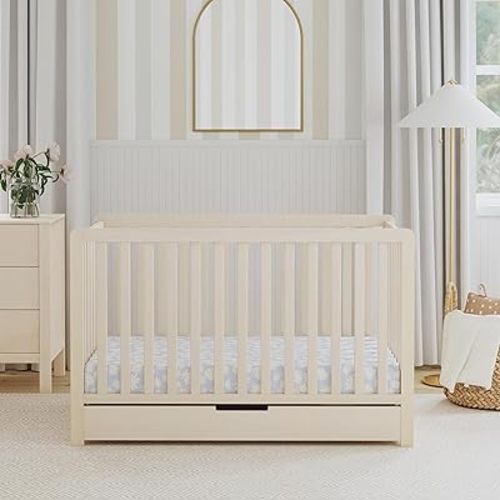Carter's by DaVinci Colby 4-in-1 Convertible Crib with Trundle Drawer in Washed Natural, Greenguard Gold Certified, Undercrib Storage