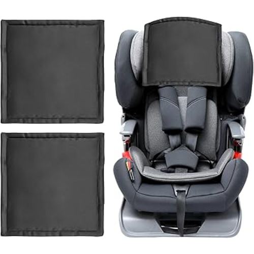Sprouterie Silky Head Carseat Cover for Babies Silk Feeling Satin Head Cover for Baby Car Seat Canopy Headrest Protector for Boys Girls Infant Sleeping Hair Protection Black 2pcs