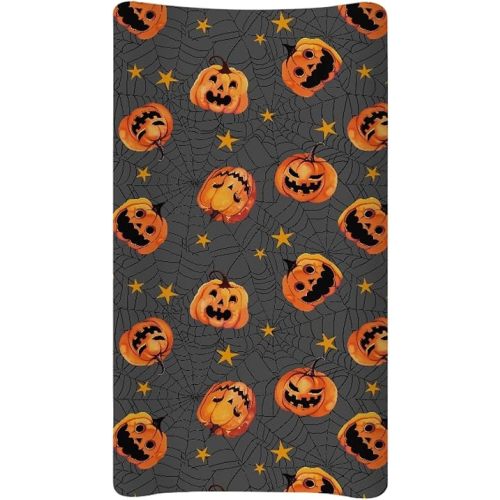 Halloween Pumpkin Changing Pad Cover Baby Girl Boy Diaper Change Table Covers Soft Stretchy Safe Changing Mat Sheet Cover