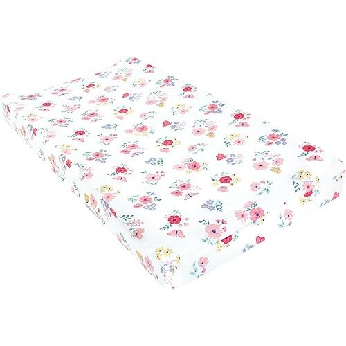 Hudson Baby Unisex Baby Changing Pad Cover, Butterfly Floral, One Size