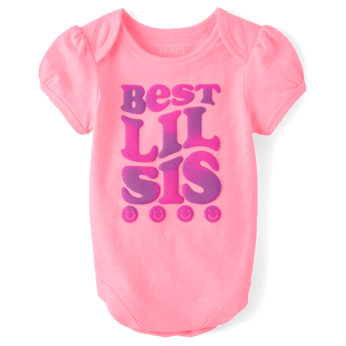 Baby Girls Best Lil Sis Graphic Bodysuit - Pink