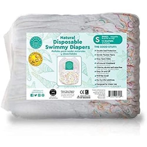 Little Toes Natural Disposable Swimmy Baby Diapers, Size 1-2 Small (Pack of 12)