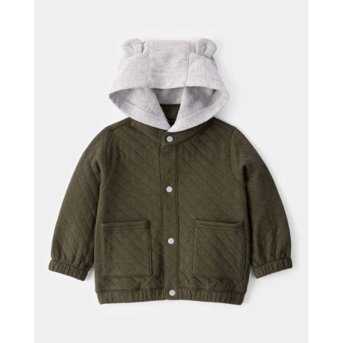 Baby Quilted Snap-Up Hoodie - Olive - Carter's | Carter's