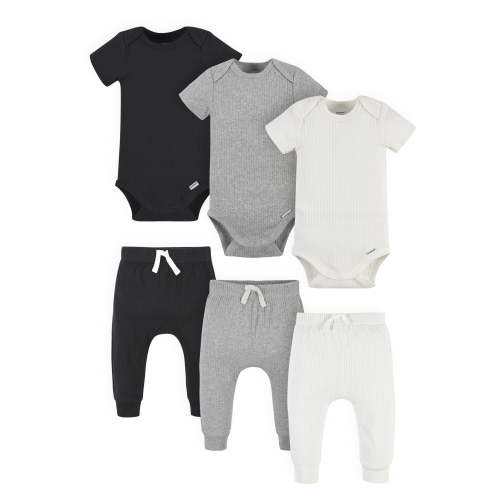 Modern Moments by Gerber Baby Bodysuits & Pants Set, 6-Piece, Newborn-12 Months
