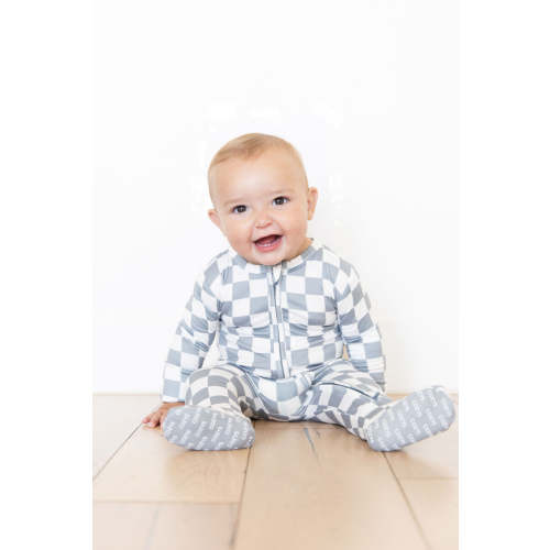 GREY + WHITE CHECKER | FOOTIE ONE PIECE