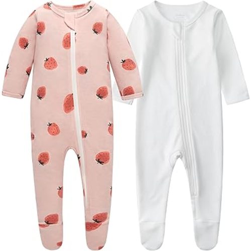 Owlivia Organic Cotton Baby Pajamas, Boys Girls Zip Front Sleep 'N Play, Footed Sleeper, Long Sleeve