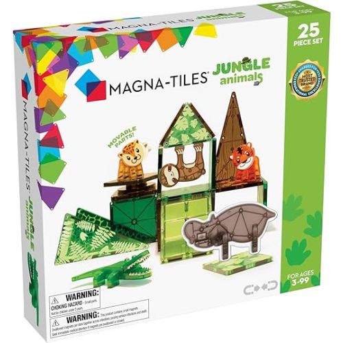 MAGNA-TILES Jungle Animals 25-Piece Magnetic Construction Set, The ORIGINAL Magnetic Building Brand