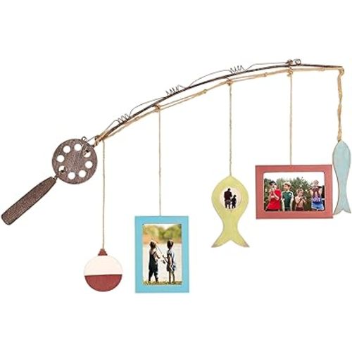 Young's Inc. Wood Fishing Rod Picture Frame - 33" W x 12" H - Living Room Decor - Fishing Decor, Father's Day Gift