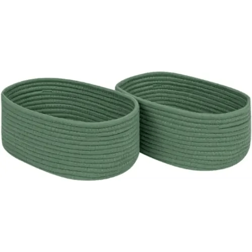 CubesLand Cube Shelf Closet Storage Baskets Bins Set 2,Woven Basket for Organizing/Storage,Long-lasting &Skin-friendly Toy Storage Basket Bin,Stylish Room Decor Basket,Cotton Rope Basket Green