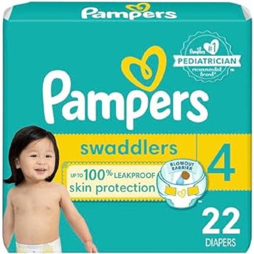 Pampers Swaddlers Diapers - Size 4, 22 Count, Ultra Soft Disposable Baby Diapers
