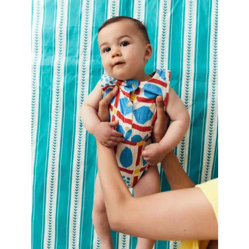 Geometric Game all over woven romper