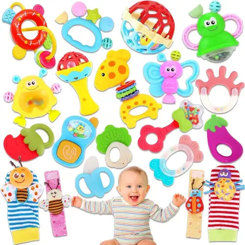 AZEN 20Pcs Baby Toys 3-6 Months, Baby Rattles 0-6 Months, Newborn Infant Baby Toys 0-3 Months, Baby Rattles 0-6 Months, Baby Toys 6 to 12 Months, Baby Boy Girl Gifts Set
