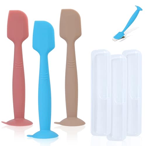 babove Baby Diaper Cream Spatula Applicator 3 Pack(with 3 Travel Case), Butt Paste Spatula Soft Silicone,Diaper Rash Cream Applicator, Baby Essentials Must Haves Newborn Stuff (Red Blue Khaki)
