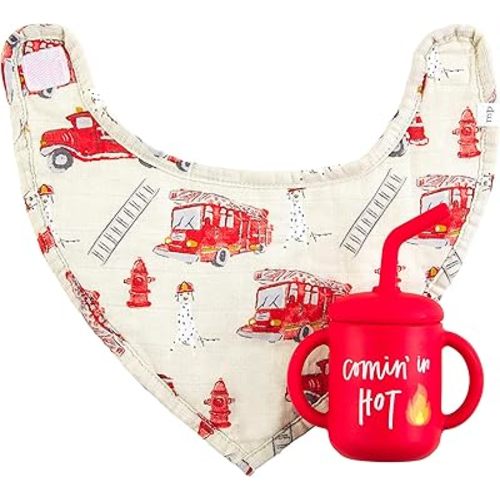 Fire Truck Bib and Cup Set
