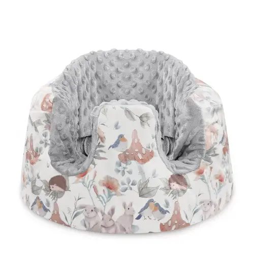 Minky Seat Cover for Bumbo, Ultra Soft Comfortable, Removable Baby Floor Seat for Boys & Girls, Gray Animal