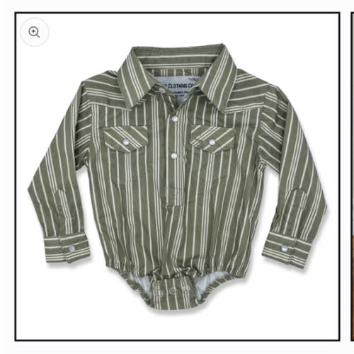 Vintage Green Stripe Long Sleeve Pearl Snap Onesie – Cowkid Clothing Company