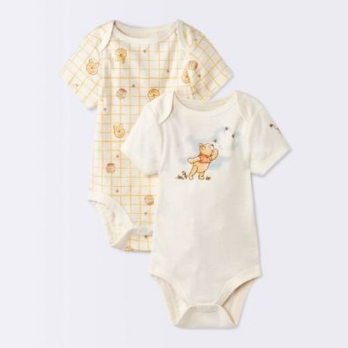 Baby 2pk Winnie The Pooh Short Sleeve Bodysuit - Cloud Island™ Cream 12M