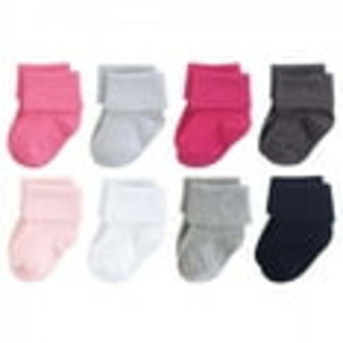 Luvable Friends Baby Girl Fun Essential Socks, Gray Pink, 0-6 Months