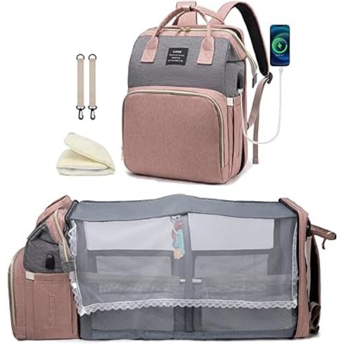 Baby Diaper Bag Backpack for Travel: Pink Diaper Bag with Changing Station Girl Big Large Mommy Bag Travel Mochila Pañaleras para Bebe Niña Niño Bulto Newborn Essentials Must Haves Registry Search