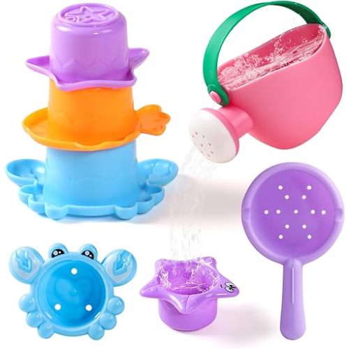 Baby Bath Toys for Kids Ages 1-3 5 PCS Mold Free Toddler Bath Toys for 2-4 Bathtub Water Toys Baby Gifts (Color Random)