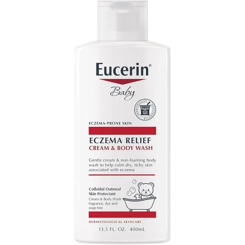 Eucerin Baby Eczema Relief Cream Body Wash, Fragrance Free Eczema Body Wash for Babies with Colloidal Oatmeal 13.5 Fl Oz Bottle