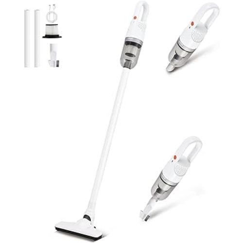 Cordless Vacuum Cleaner, 2-in-1 Lightweight Stick Vacuum w/100W Powerful Motor, Portable Handheld Vacuum for Hard Floor Carpet Pet Hair (USB Charger)