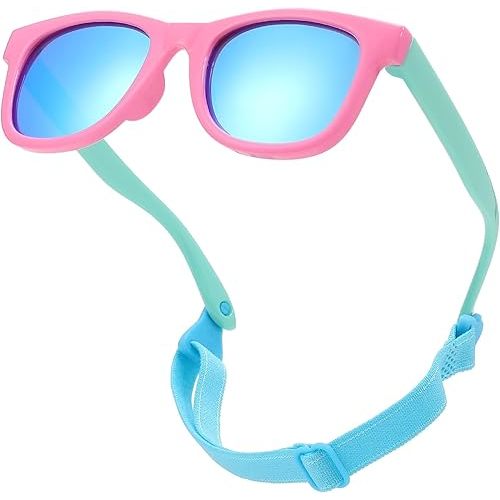 COASION Bendable Flexible Polarized Newborn Baby Sunglasses with Strap for Infant Boys Girls Age 0-12 Months CA8042