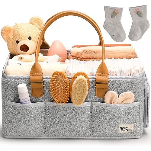Baby Diaper Caddy Organizer with Handle, Diaper Bag Tote, Baby Organizers and Storage Diaper Organizer for Nursery Decor and Nursery Organization, Baby Basket, Diaper Bag organizer, Car Diaper Caddy