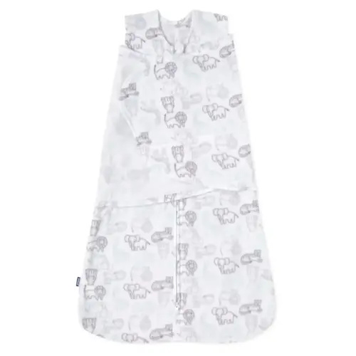 HALO Micro-Fleece Sleepsack Swaddle, 3-Way Adjustable Swaddle Blanket, TOG 3.0, Animal Action, Newborn, 0-3 Months
