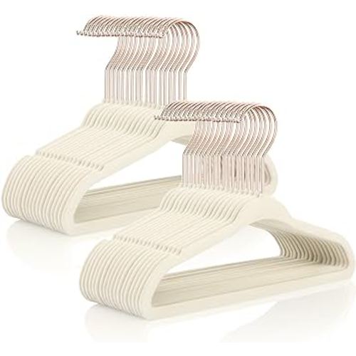 MIZGI Premium Kids Velvet Hangers 11” Inch Children's Clothes Hangers 60PCS Non-Slip Baby Hangers for Infant/Toddler Boys & Girls Closet Organizer Ultra Thin Nursery