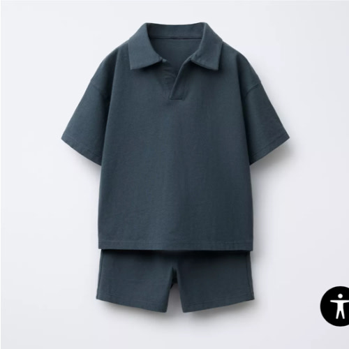 SOLID POLO AND BERMUDA JOGGING SET - Blue | ZARA United States