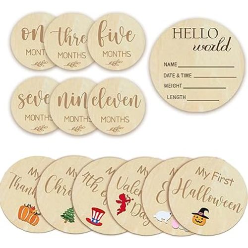 Baby Monthly Milestone Cards - My First Holiday Milestone | Baby Announcement Sign & Celebration Board | Hello World Sign | Milestone Photo Cards | Perfect Newborn Gift & Keepsake