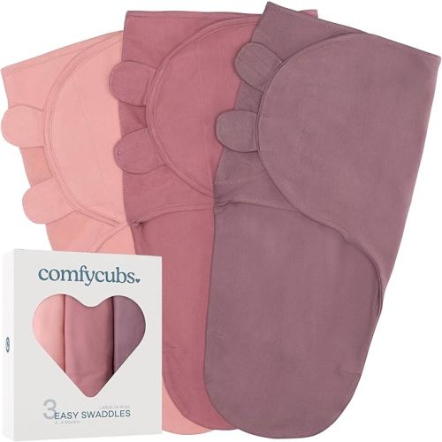 Comfy Cubs Easy Swaddle Blanket Large (Blush, Mauve & Mulberry)