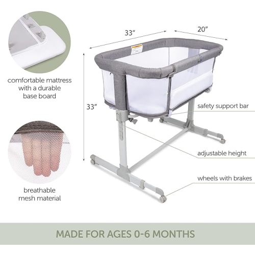 3 in 1 Baby Bassinet, Bedside Sleeper, & Playpen, Easy Folding Portable Crib (Grey)- KoolaBaby (Mesh Bassinet) - Grey-mesh