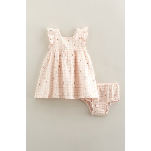 Flutter Sleeve Tie Back Cotton Muslin Sundress & Bloomers, 3M