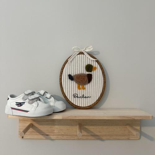 Personalized Needle Felted Nursery Decor – Handmade Baby Shower Gift – 7.5" Embroidery Hoop Wall Art with Lace Bow- Mothers Day Sign