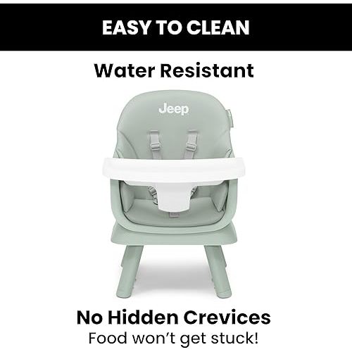 Jeep Milestone 6-in-1 High Chair by Delta Children - High Chair Converts to Stool, Booster Seat, Toddler Chair, Activity Table and Desk and Chair, Sage Green