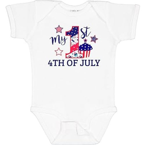 inktastic My 1st 4th Of July with Stars and Cupcake Baby Bodysuit