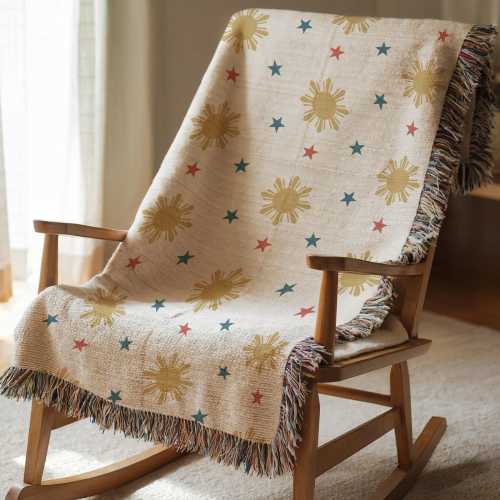 Philippine Sun Star Filipino Woven Blanket: Cozy Cotton Throw