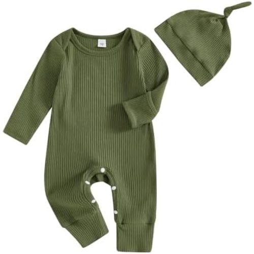 CIYCUIT Newborn Baby Boy Girl Romper Clothes Infant Solid Ribbed Onesie Bodysuit Jumpsuit Outfits