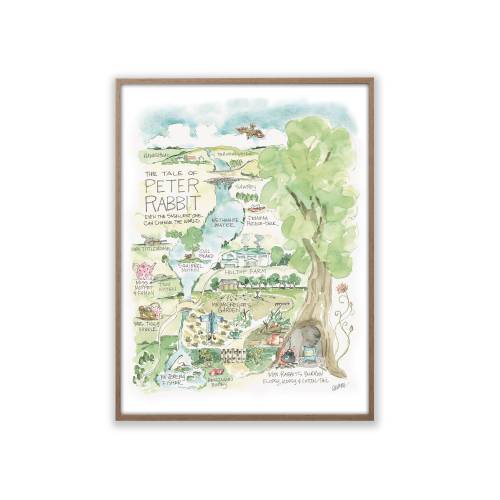 Peter Rabbit Watercolor Map Art Print Easter