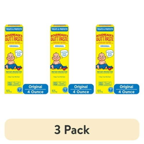 (3 pack) Boudreaux's Butt Paste Original Diaper Rash Cream, Ointment for Infant, 4 oz Tube