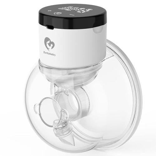 Bellababy Wearable Breast Pump Hands Free,Touch Screen Shows Pumping Time and Intensity,Quiet and Pain Free,4 Modes 9 Levels of Comfortable Suction.(24mm) 1pc-White