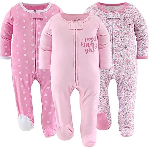 The Peanutshell Baby Girl Sleepers, Sleep and Play Footed Baby Pajamas for Girls, Baby Pjs, Newborn, 0-3, 3-6, 6-9 Months