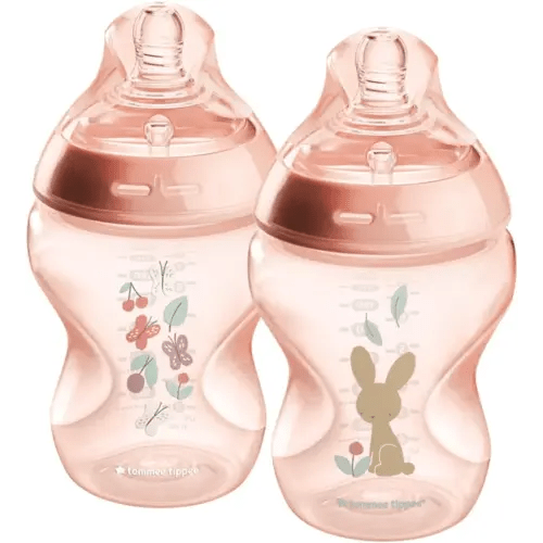 Tommee Tippee Natural Start Anti-Colic BPA Free Baby Bottles, 9oz, Newborn 0+ Months, Slow Flow Breast-Like Nipple, Designed for Seamless Transitions Between Bottle and Breast, Pink, Pack of 2