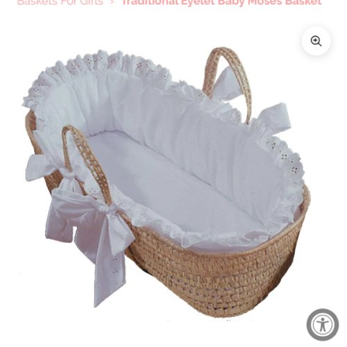 Traditional Eyelet Baby Moses Basket