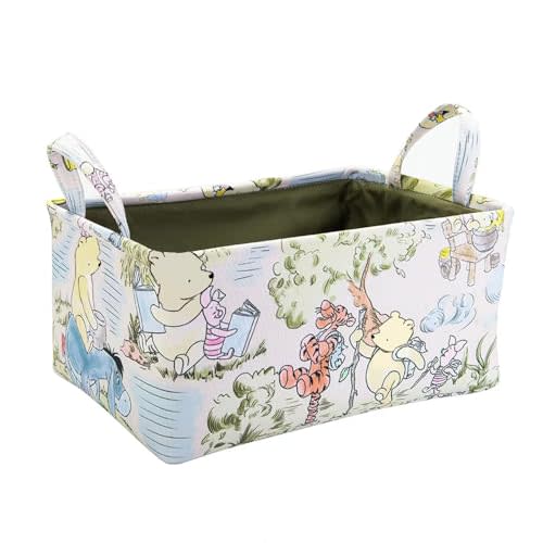 MeracMelli Winnie Storage Nursery Basket, Table Organizer,Books, Clothes ,Toys, Pooh Nursery Decor, Baby Stuff Diaper Bag for Gift Baby Shower Decorations Items(5.9x9.5x12.6 inches)